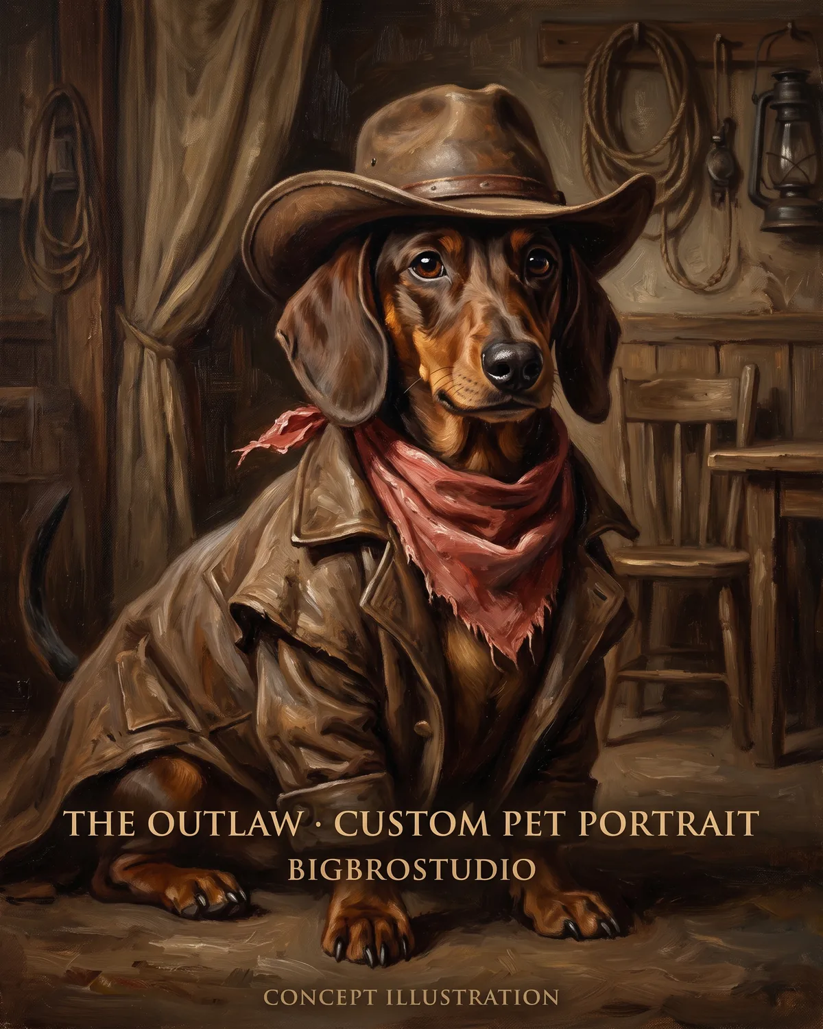 Vintage Cowboy Haustierporträt