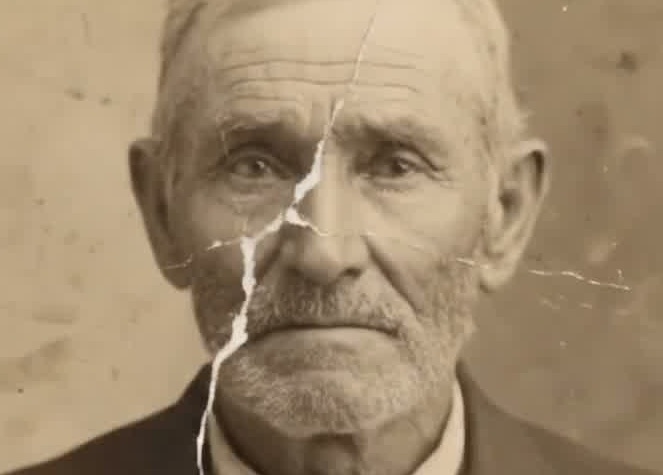 Original severely torn vintage grandfather cabinet card